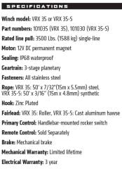 Warn VRX 35-S 3500 LB Sentetik Halatlı ATV UTV Vinci 101030