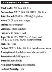Warn VRX 35-S 3500 LB Sentetik Halatlı ATV UTV Vinci 101030