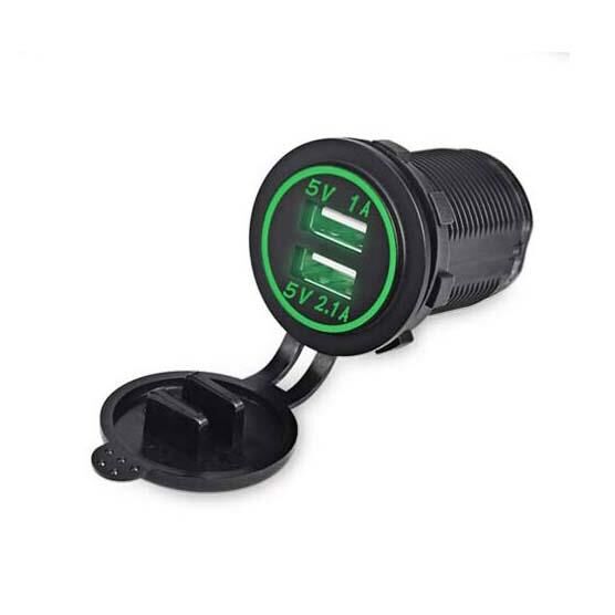 Oto USB Şarj Soketi 5V 2.1A / 1A YEŞİL - STANDART