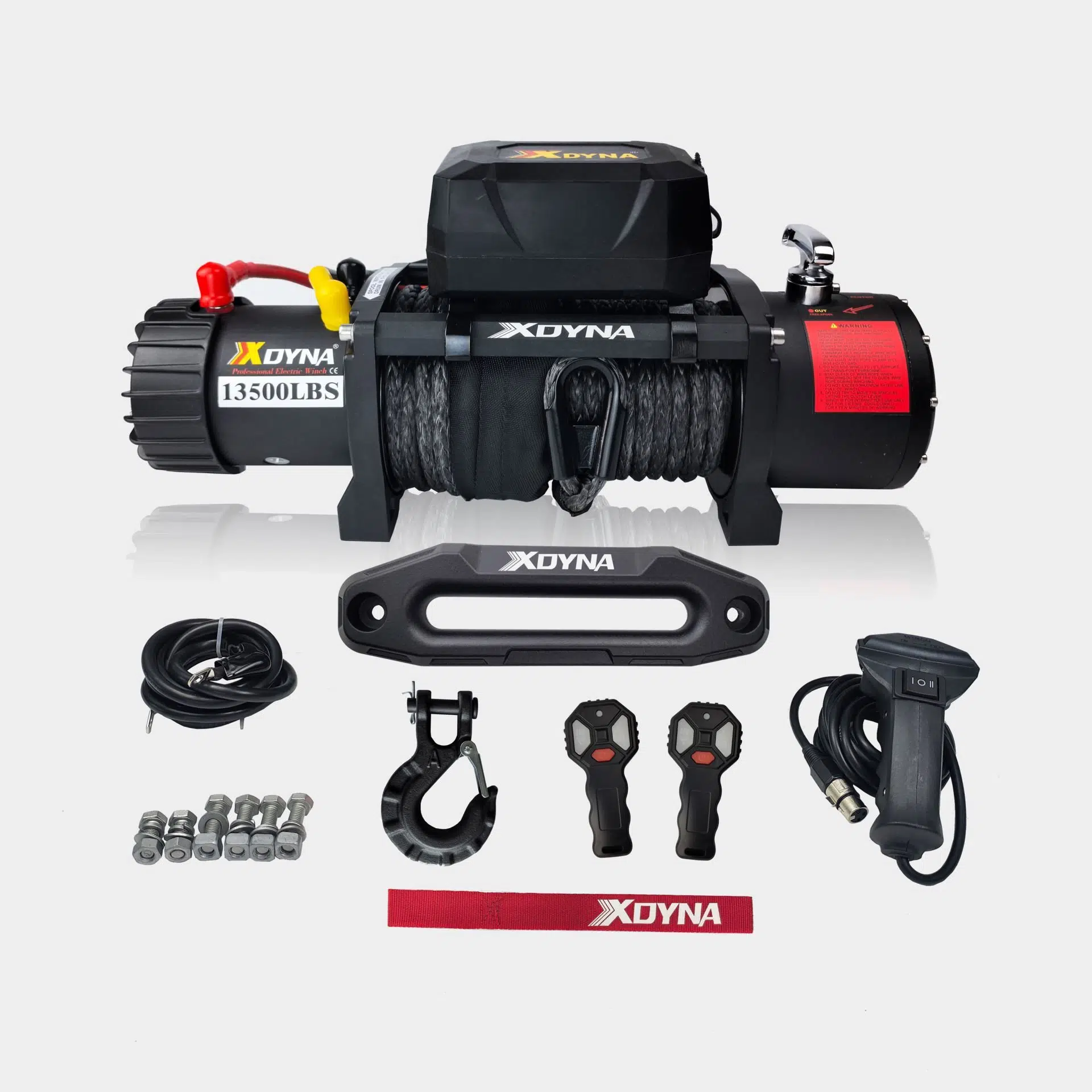 XDYNA 13500 LB İki Kumandali Sentetik Halatlı Siyah Off Road Vinç