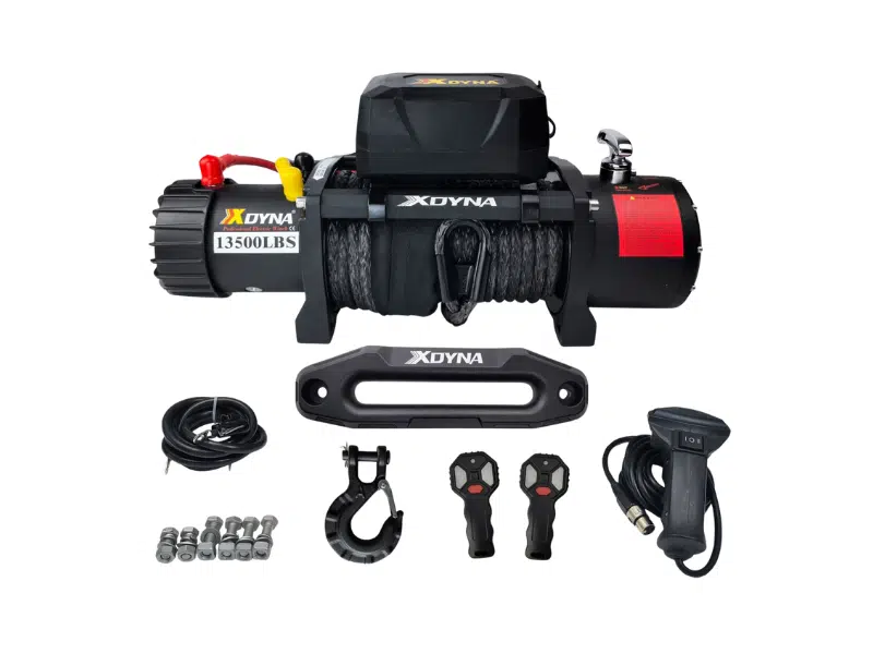 XDYNA 13500 LB İki Kumandali Sentetik Halatlı Siyah Off Road Vinç